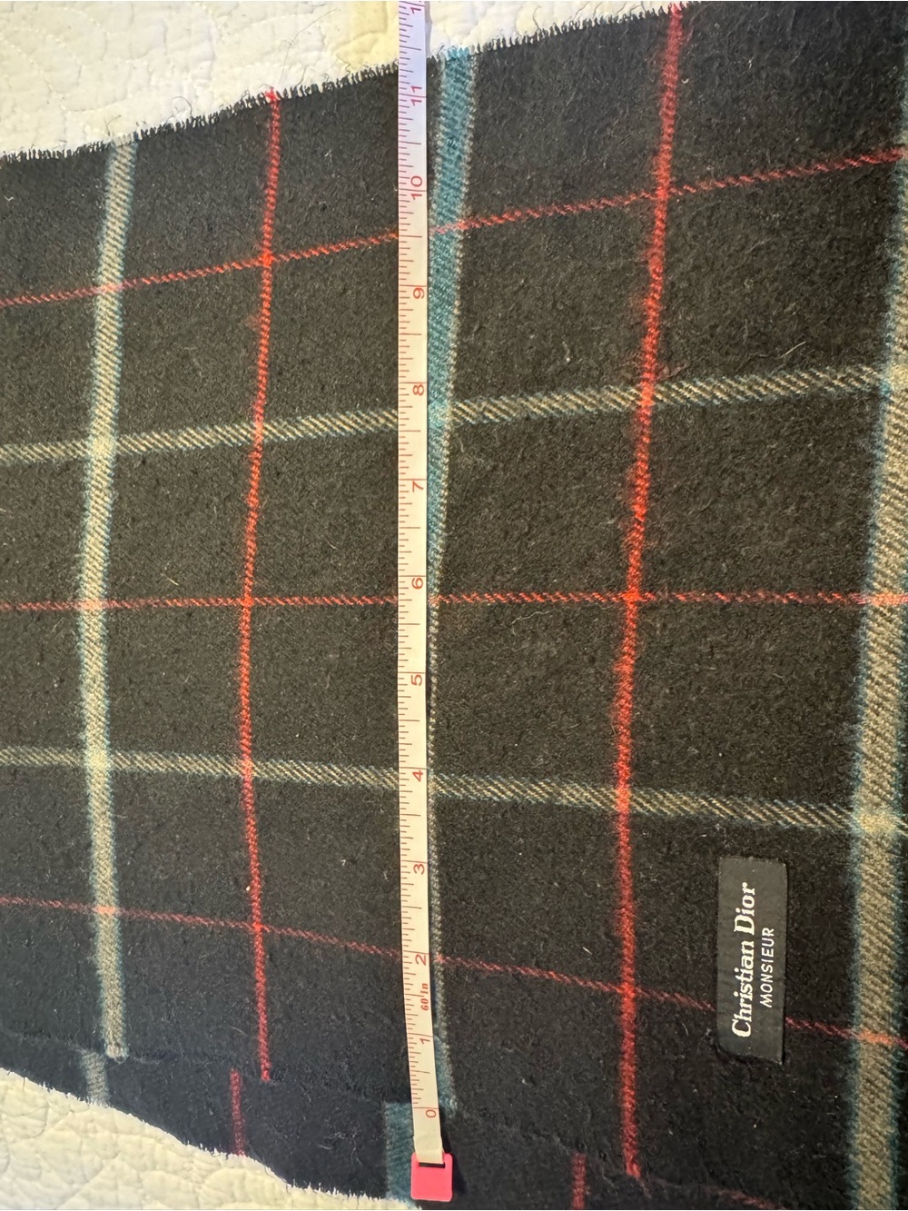 Christian Dior Vintage Black Plaid Monsieur Wool Scarf - Picture 7 of 7